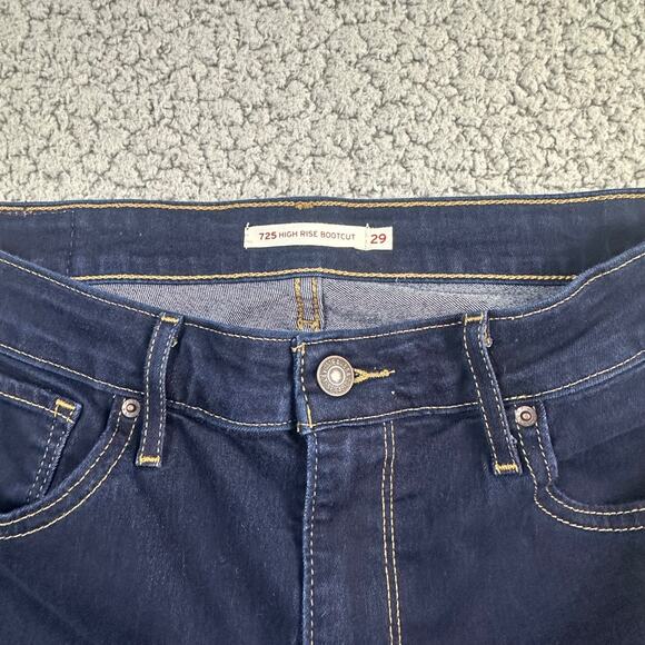 Levis Jeans Womens 29 Blue 725 High Rise Bootcut Dark Wash Stretch Denim - Picture 3 of 12